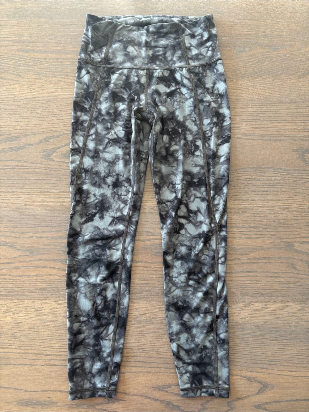 Athleta Tie-Dye Black & Gray High-Waist Leggings